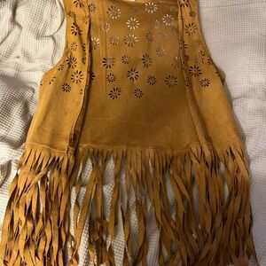 Spirit Mustard Floral Cutout Vest